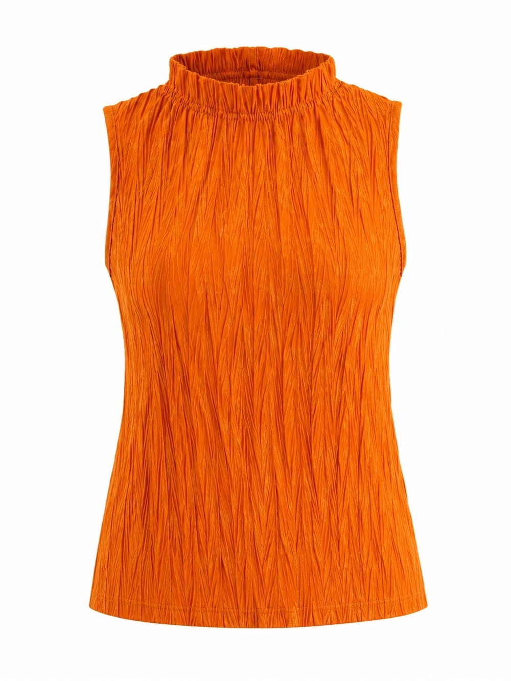 Zara high neck textured orange top, large